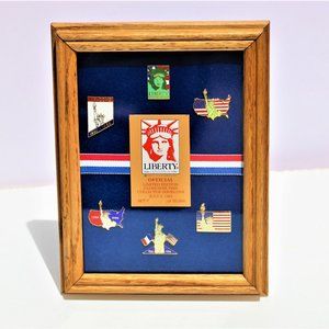 Avon Keychain American Flag  Statue of Liberty 1986 Cloisonne Pins set of 6